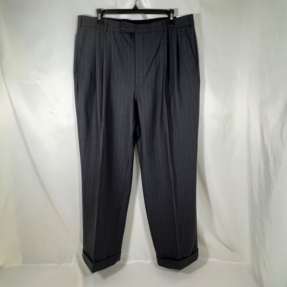 NWT Brooks Brothers 346 Wool Stretch Pinstripe Pleated Cuffed Dress Pants 36x29